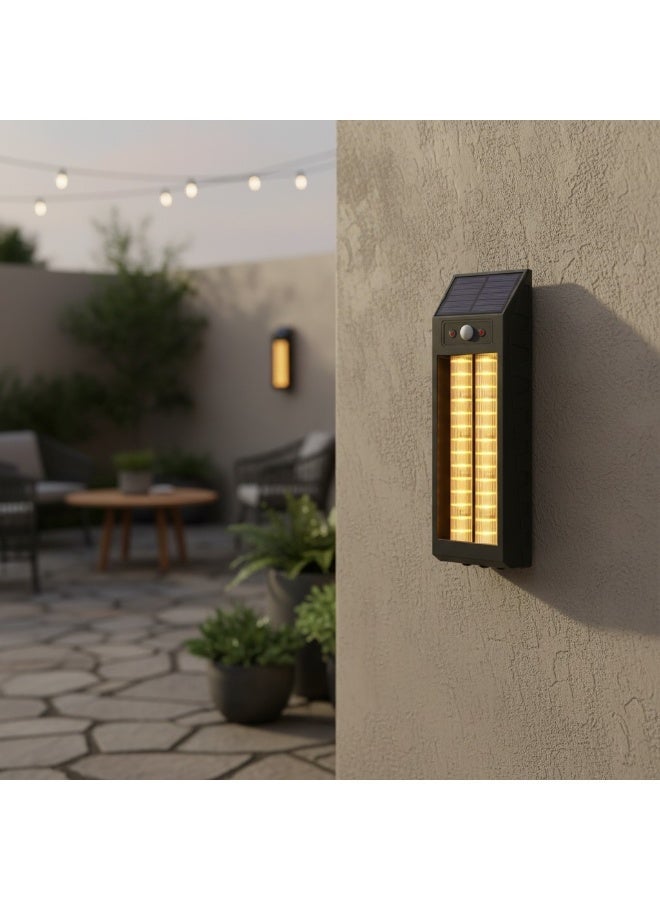 مصباح جداري خارجي يعمل بالطاقة الشمسية، مصباح LED بقدرة 18 واط مزود بمستشعر حركة، إضاءة أمنية خارجية مقاومة للماء بمعيار IP65، لون أسود. - Image 4
